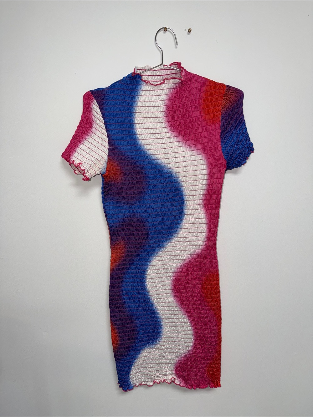 Tyler Mcgillivary Wavy Stripe Midi Dress in Pink, Blue & White